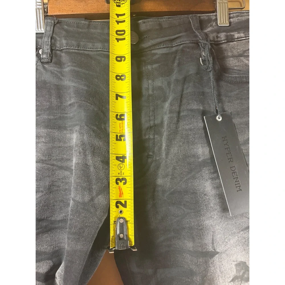 Hyper Denim Black Tiger Distressed Jeans Mens 38 Slim Tapered Streetwear